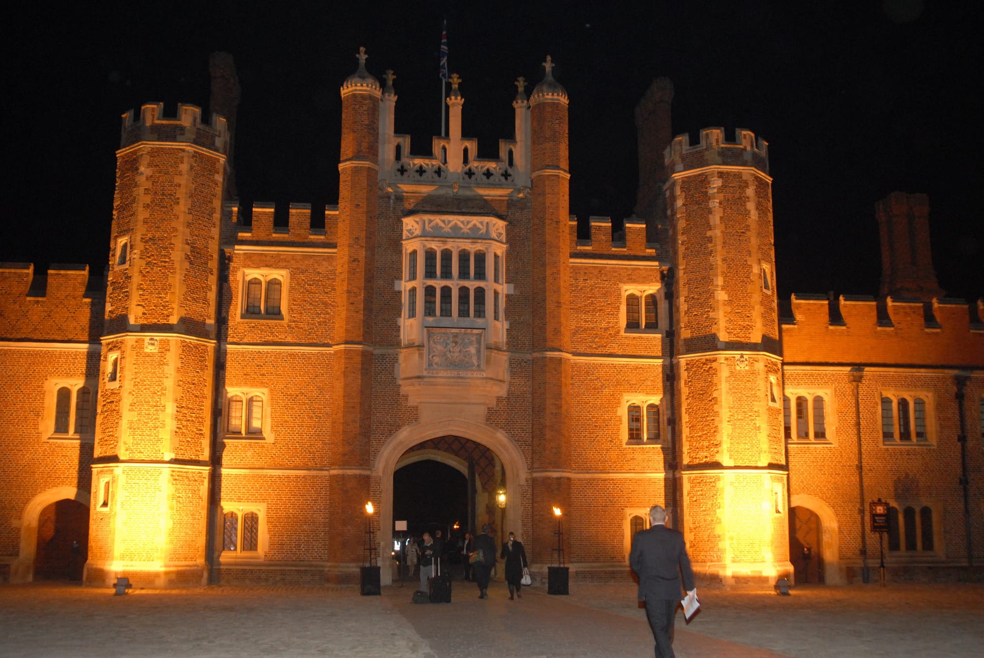 Hampton Court Palace lit at night