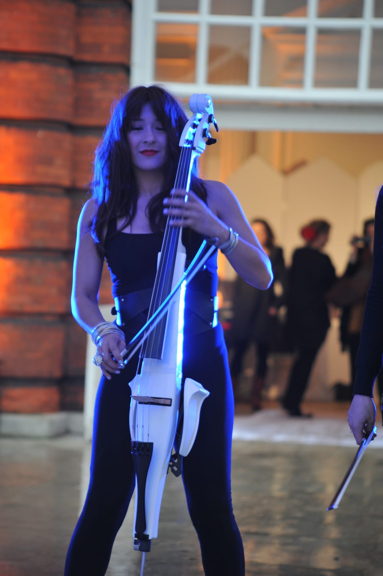 A string player performing for the guests